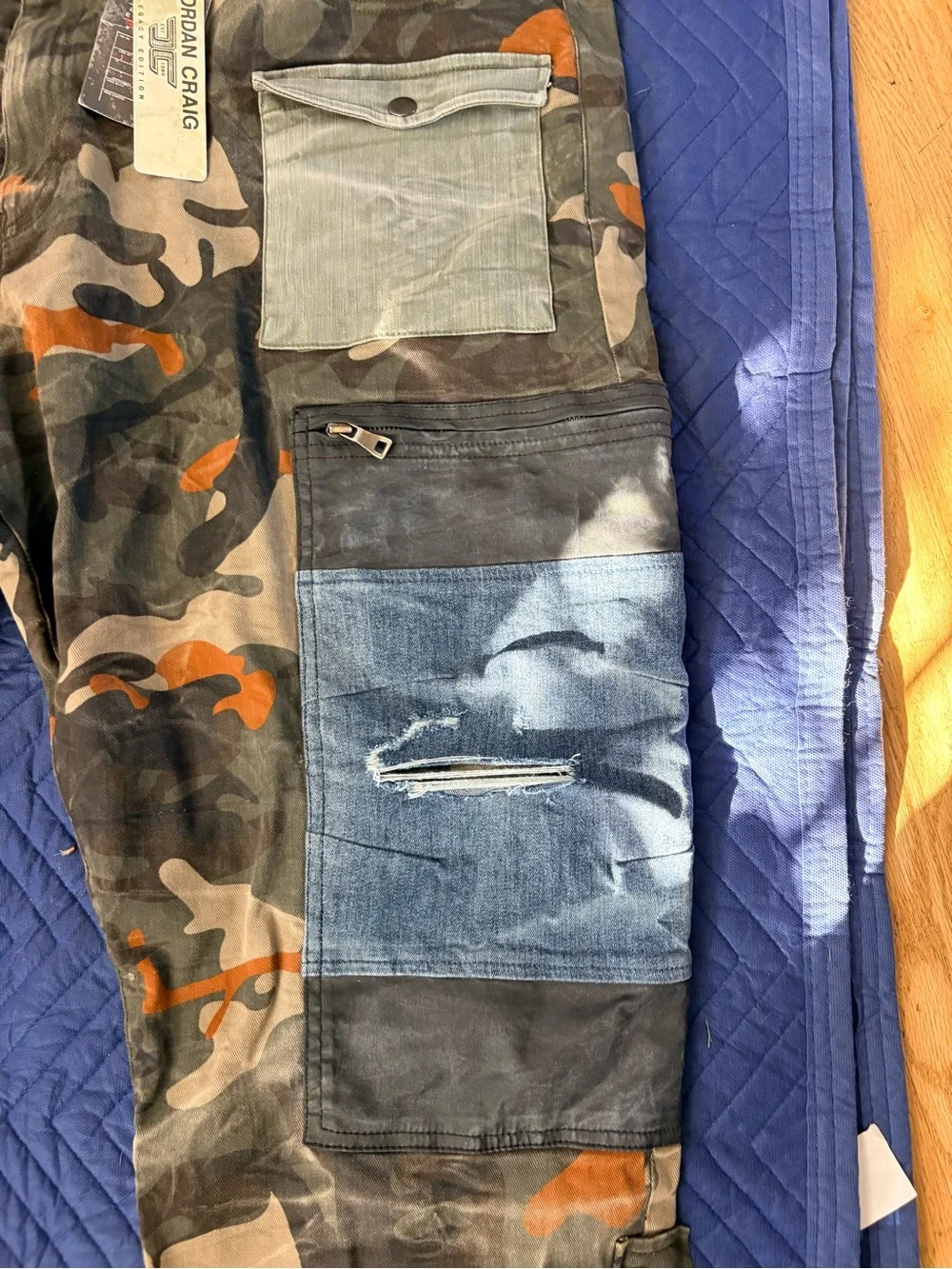 Jordan Craig Men's Patchwork Camo Cargo Pants in Green and Orange